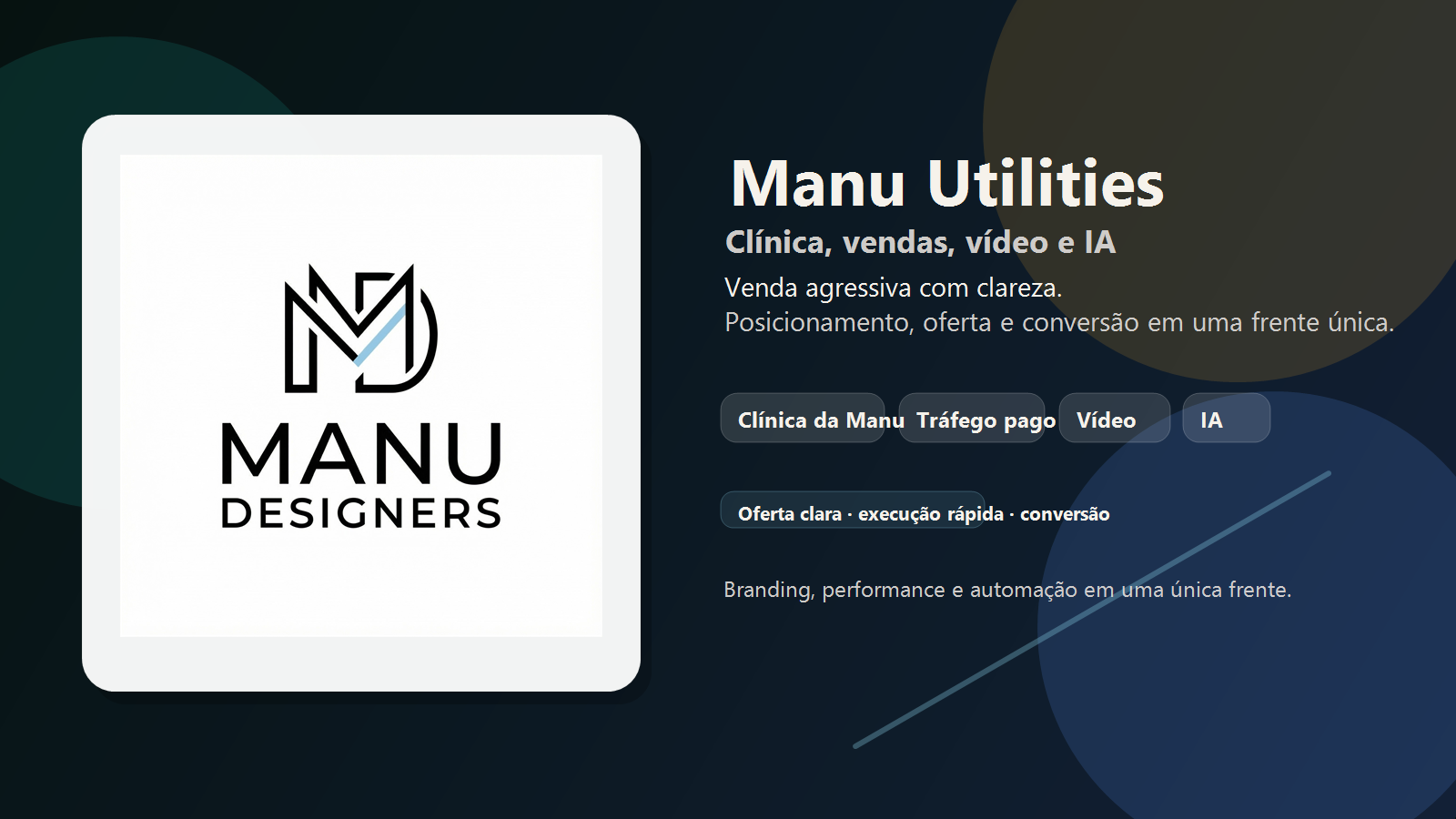 Arte de capa da Manu Utilities com marca e mensagem comercial